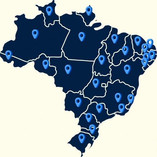 Mapa do Brasil destacando a cobertura nacional dos planos de saúde